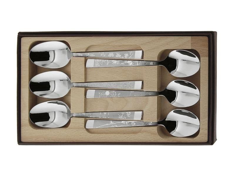 COFFRET 6 CUILLERS A CAFE INOX DECOR NATURA
