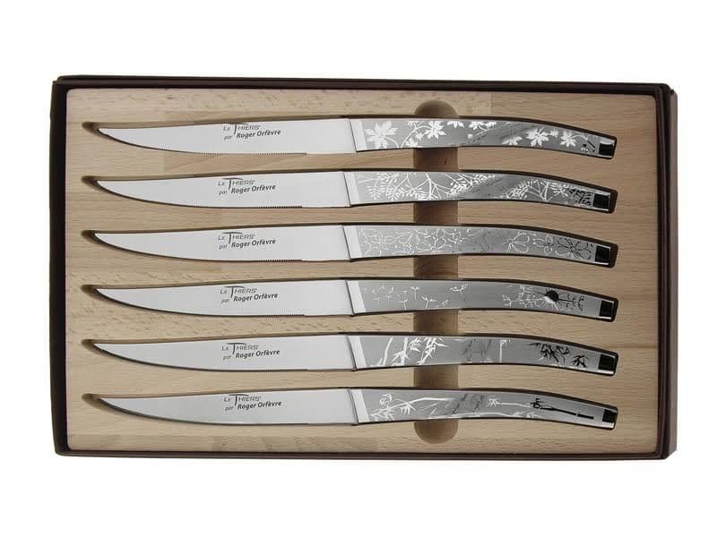 COFFRET 6 COUTEAUX LE THIERS INOX DECOR NATURA